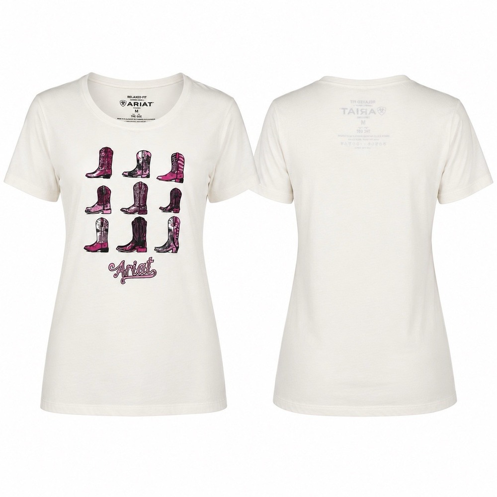 Ariat Let’s Go Girls Graphic T Shirt Women’s Medium Off White NWT Western